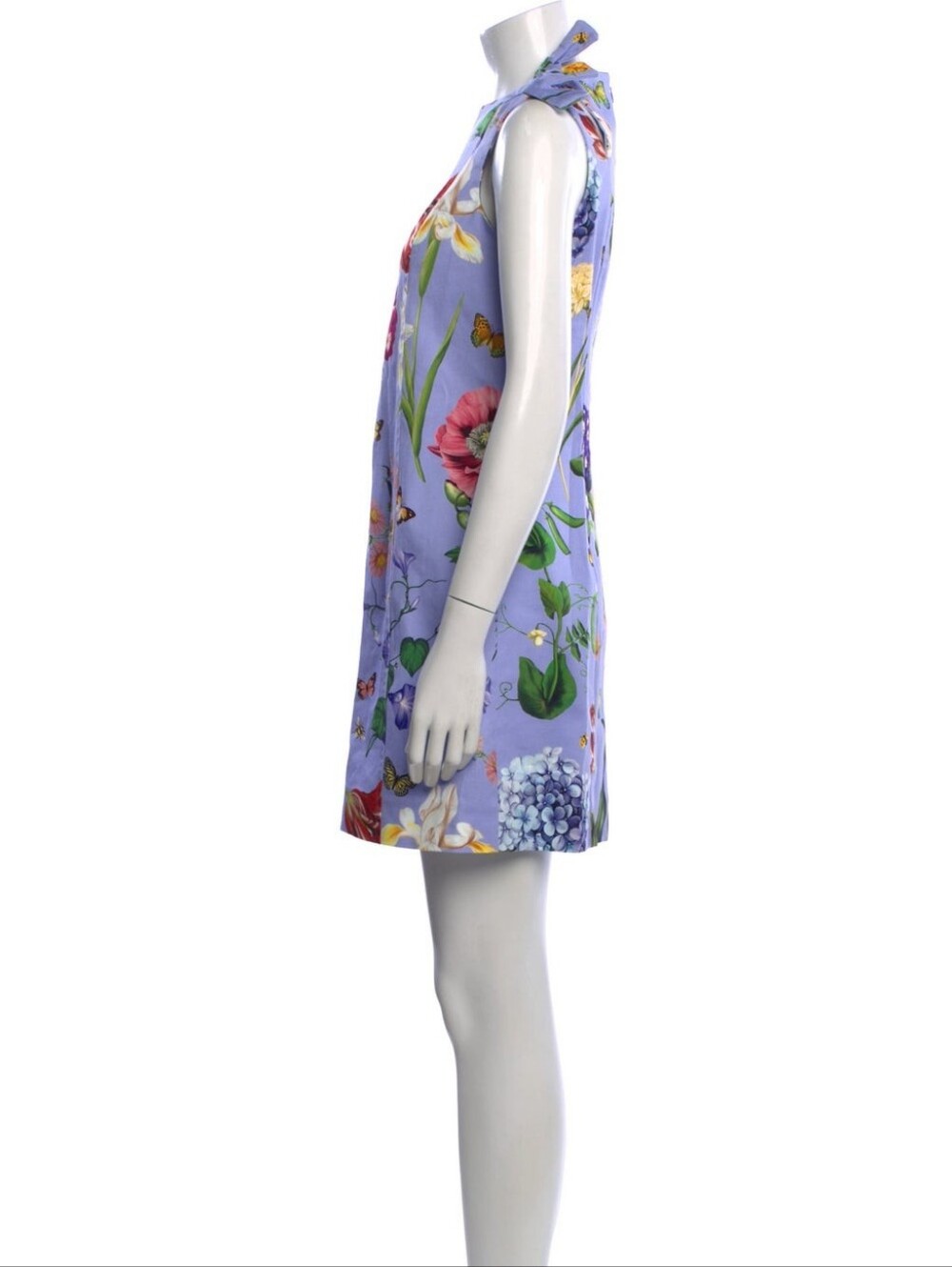 Oscar De La Renta Floral Tie-Shoulder Shift Dress in Lavender - Picture 2 of 11